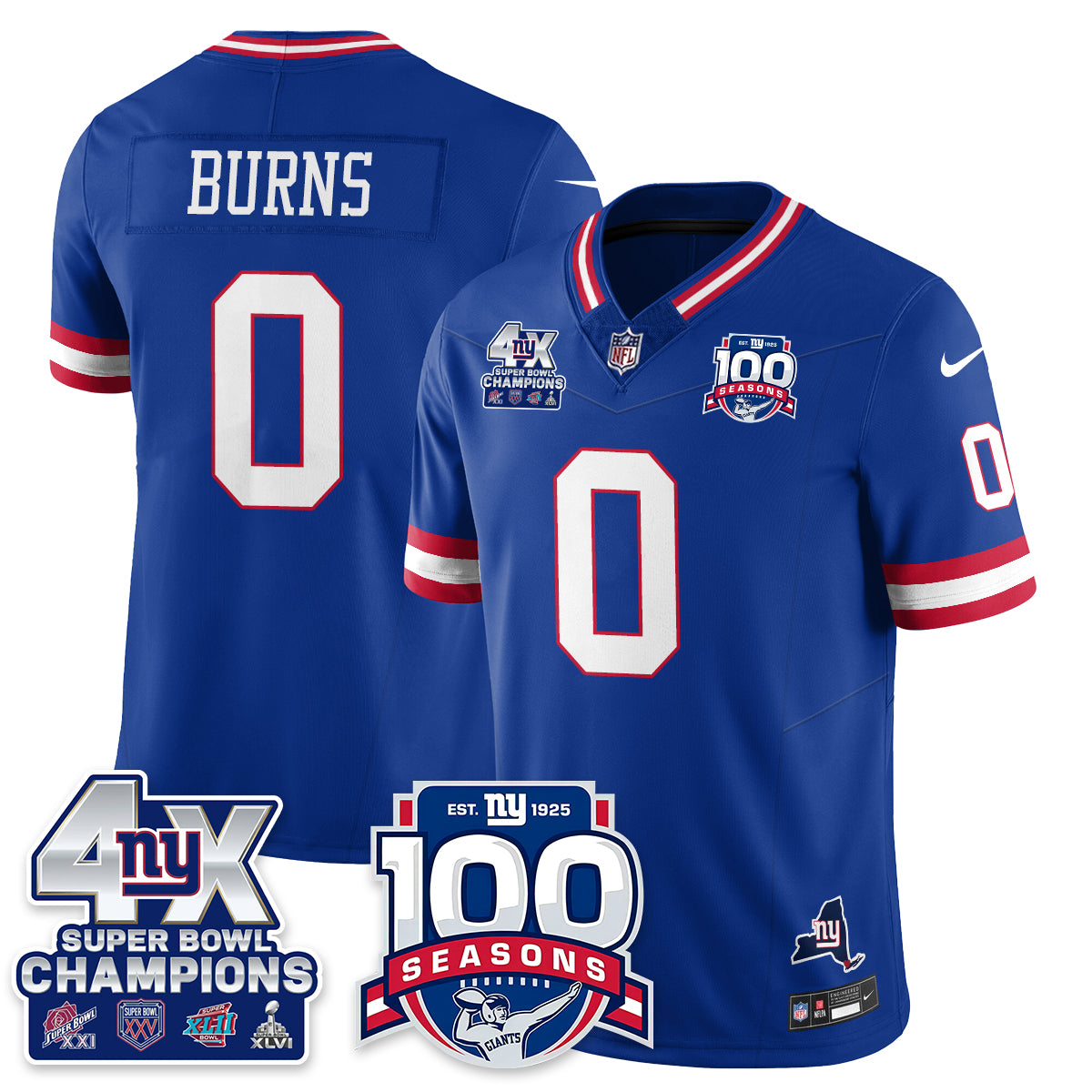 NYG 4-Time Champions Vapor Limited Jersey- 100th Season - All Stitched