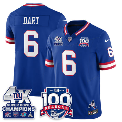 NYG 4-Time Champions Vapor Limited Jersey- 100th Season - All Stitched