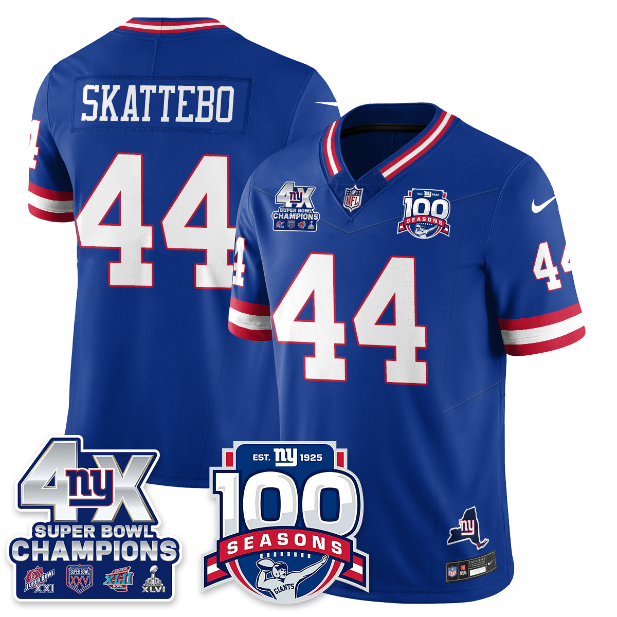 NYG 4-Time Champions Vapor Limited Jersey- 100th Season - All Stitched