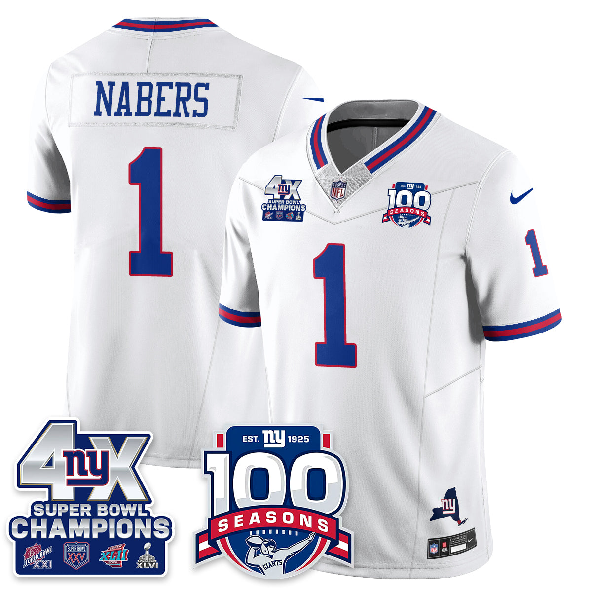 NYG 4-Time Champions Vapor Limited Jersey- 100th Season - All Stitched