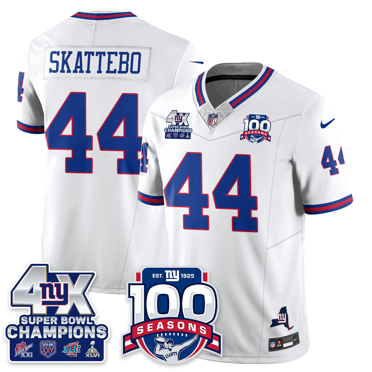 NYG 4-Time Champions Vapor Limited Jersey- 100th Season - All Stitched
