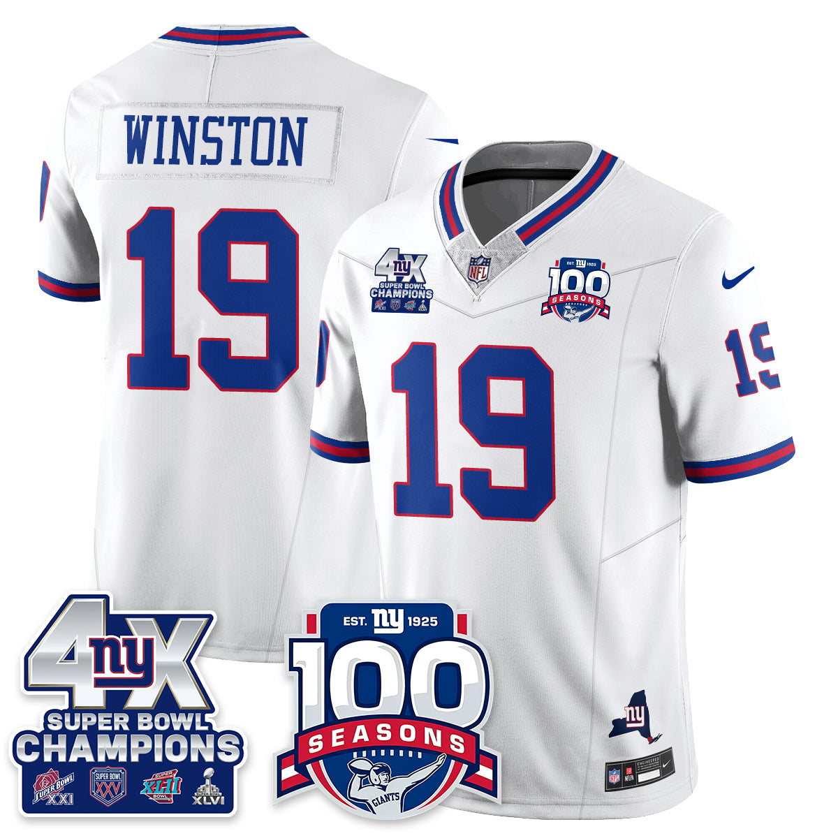NYG 4-Time Champions Vapor Limited Jersey- 100th Season - All Stitched