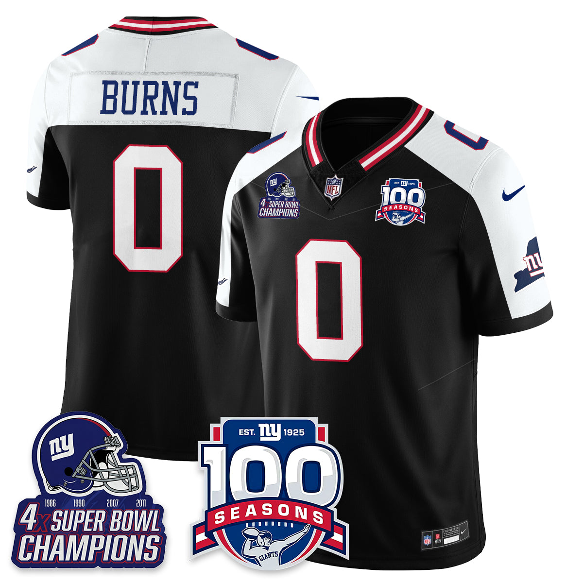 NYG 4-Time Champions Vapor Limited Jersey- 100th Season - All Stitched