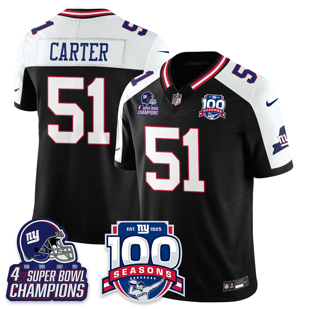 NYG 4-Time Champions Vapor Limited Jersey- 100th Season - All Stitched