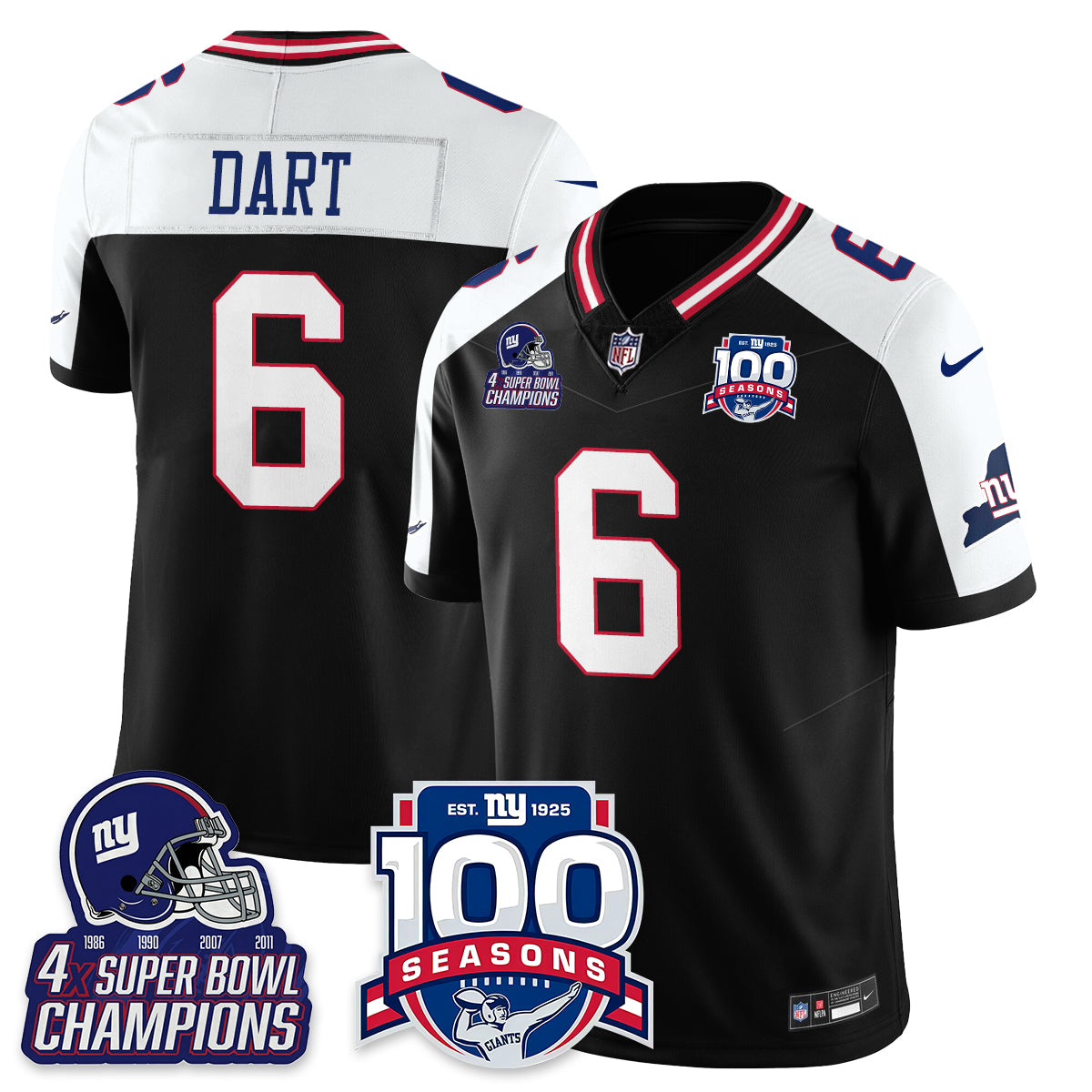 NYG 4-Time Champions Vapor Limited Jersey- 100th Season - All Stitched