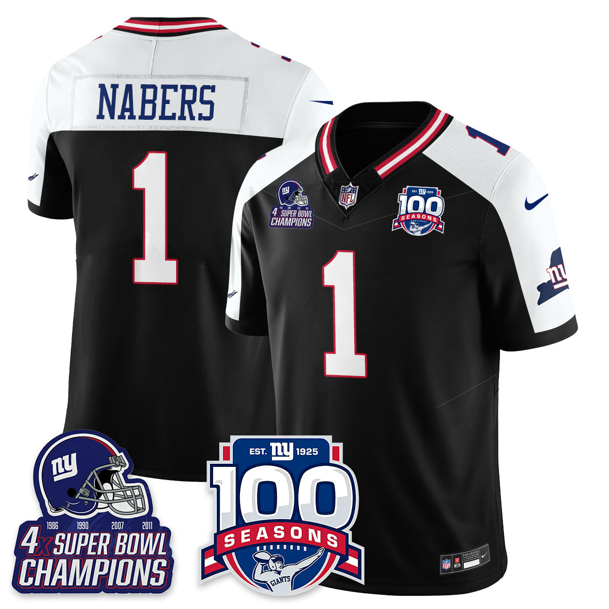 NYG 4-Time Champions Vapor Limited Jersey- 100th Season - All Stitched