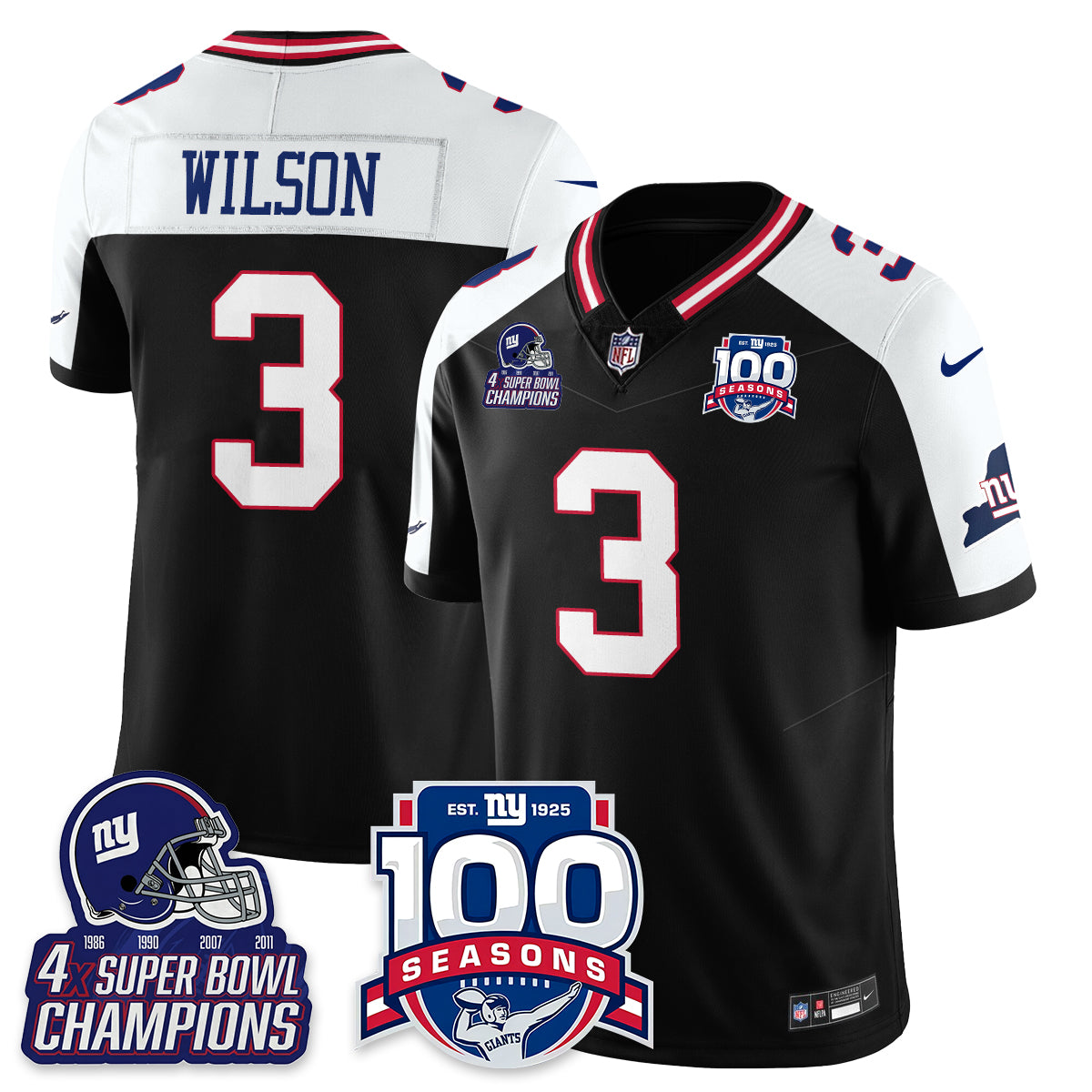 NYG 4-Time Champions Vapor Limited Jersey- 100th Season - All Stitched