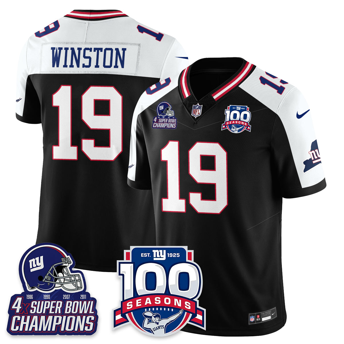 NYG 4-Time Champions Vapor Limited Jersey- 100th Season - All Stitched