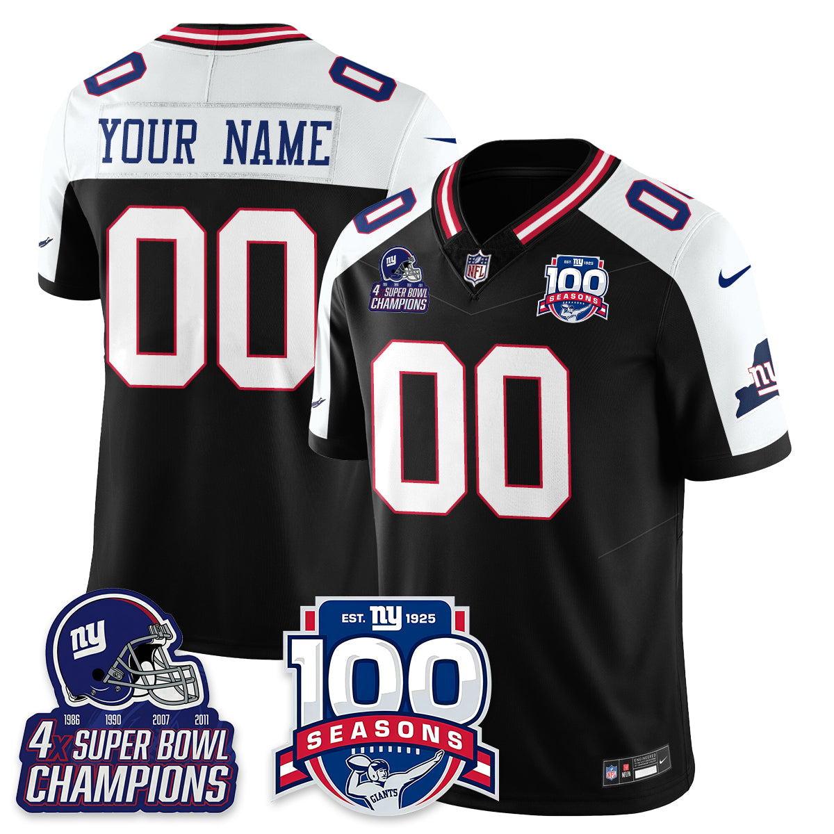 NYG 4-Time Champions Vapor Limited Jersey- 100th Season - All Stitched