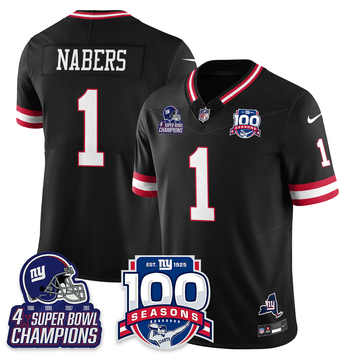 NYG 4-Time Champions Vapor Limited Jersey- 100th Season - All Stitched