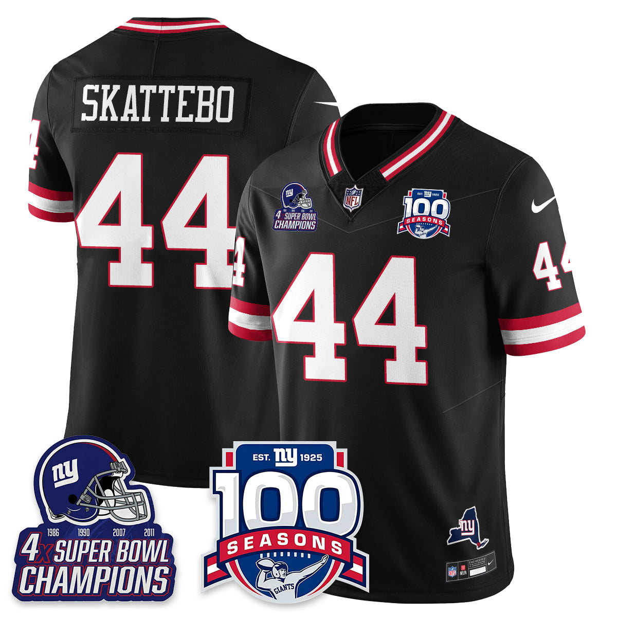 NYG 4-Time Champions Vapor Limited Jersey- 100th Season - All Stitched