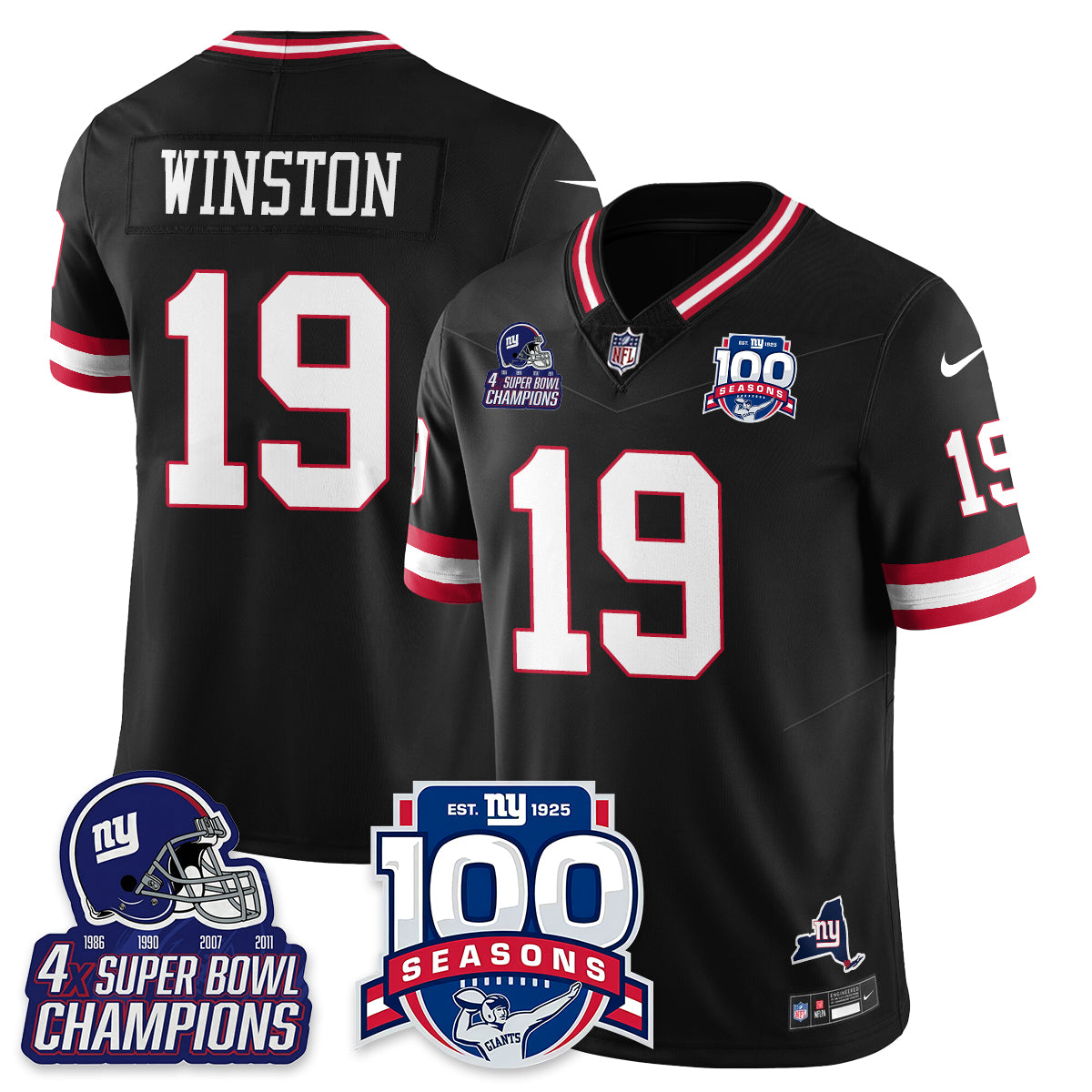 NYG 4-Time Champions Vapor Limited Jersey- 100th Season - All Stitched