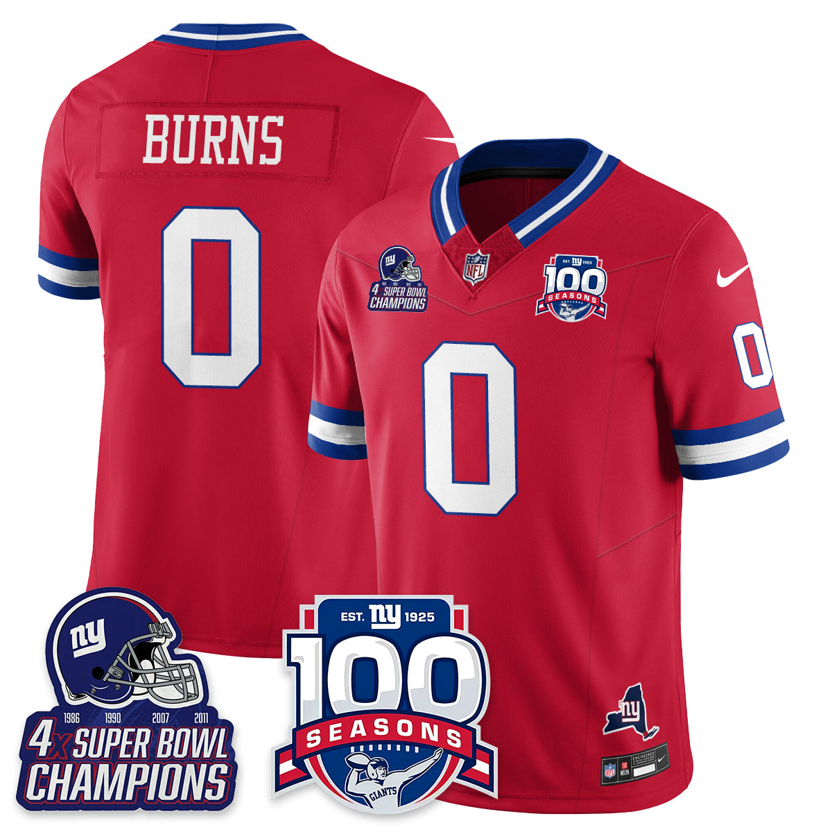 NYG 4-Time Champions Vapor Limited Jersey- 100th Season - All Stitched