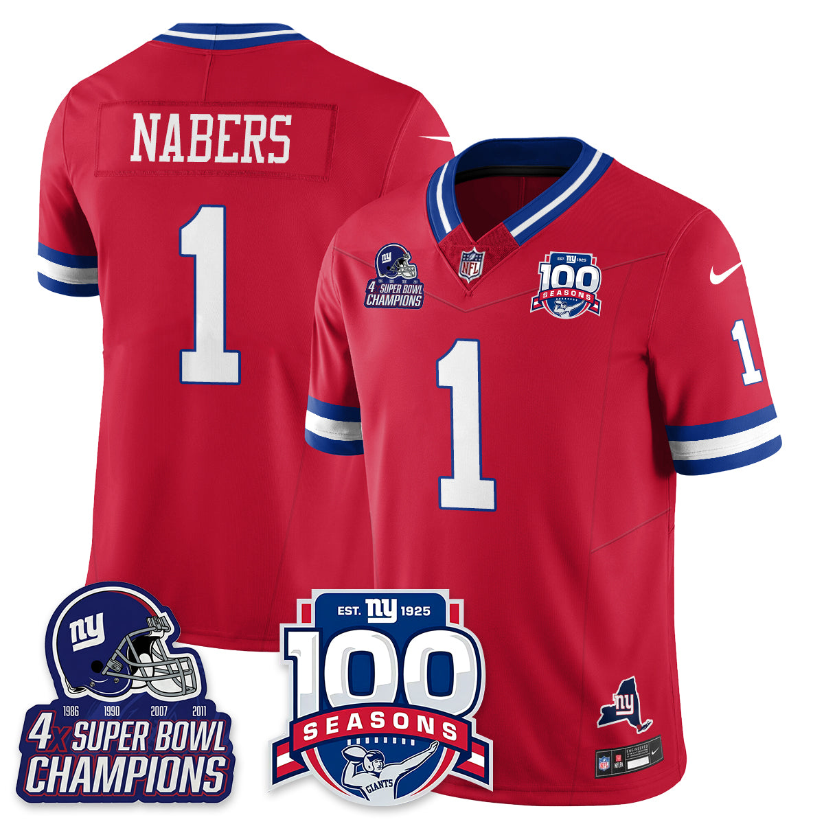 NYG 4-Time Champions Vapor Limited Jersey- 100th Season - All Stitched