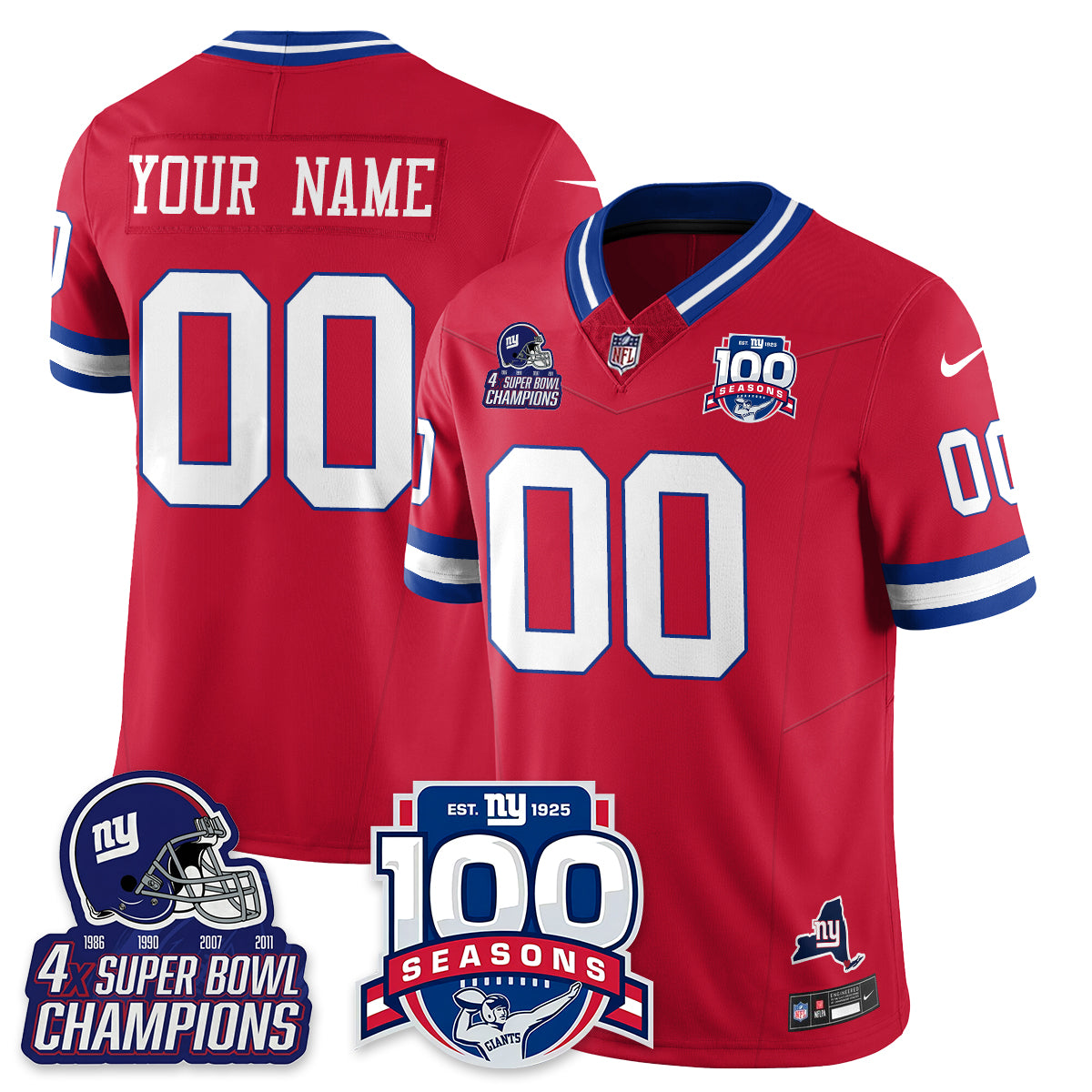 NYG 4-Time Champions Vapor Limited Jersey- 100th Season - All Stitched