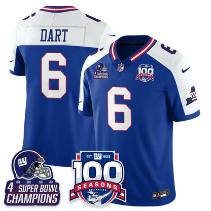 NYG 4-Time Champions Vapor Limited Jersey- 100th Season - All Stitched