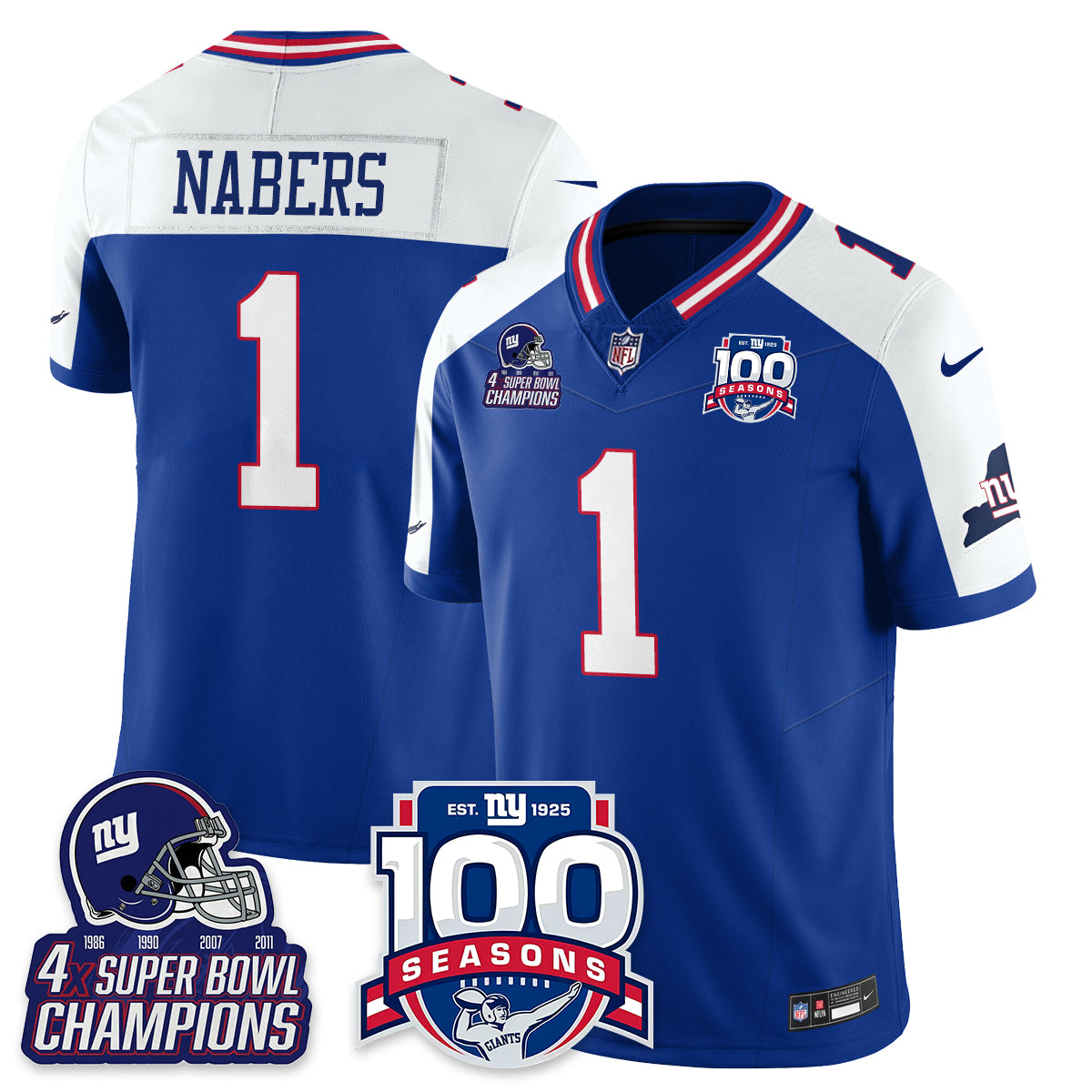 NYG 4-Time Champions Vapor Limited Jersey- 100th Season - All Stitched