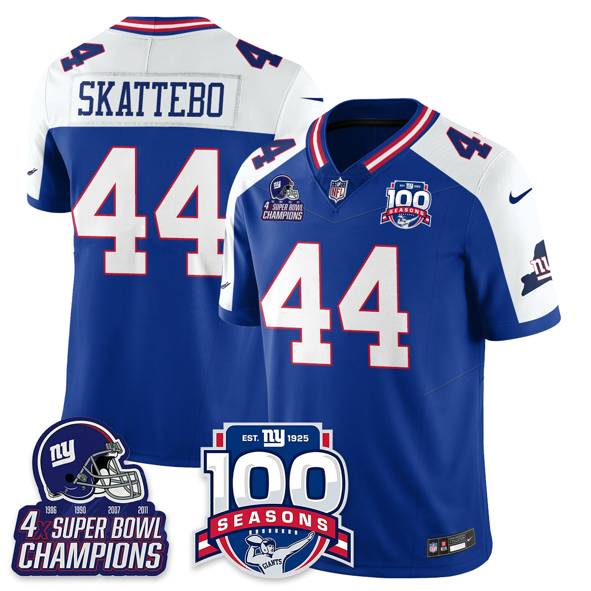 NYG 4-Time Champions Vapor Limited Jersey- 100th Season - All Stitched