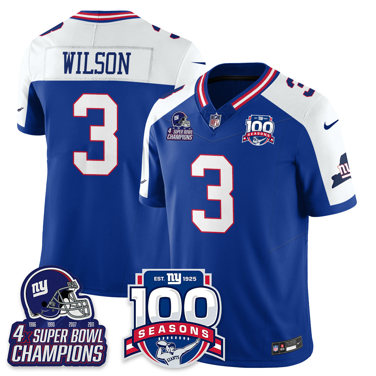 NYG 4-Time Champions Vapor Limited Jersey- 100th Season - All Stitched