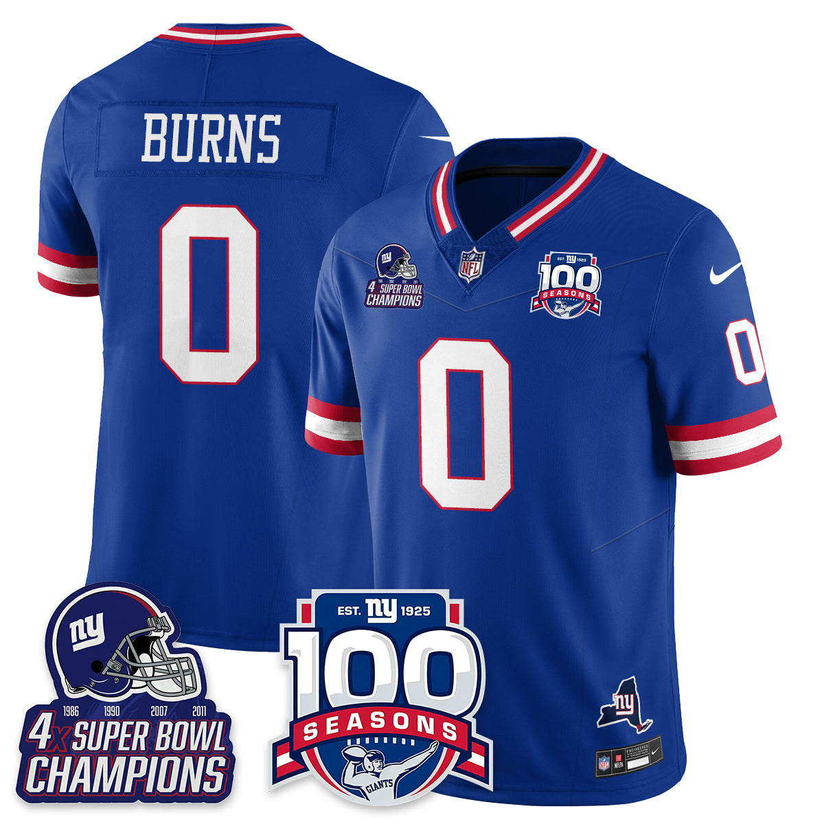 NYG 4-Time Champions Vapor Limited Jersey- 100th Season - All Stitched