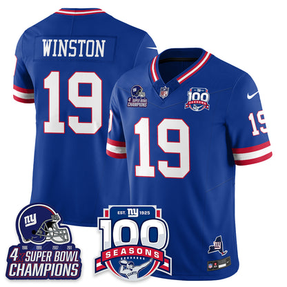 NYG 4-Time Champions Vapor Limited Jersey- 100th Season - All Stitched