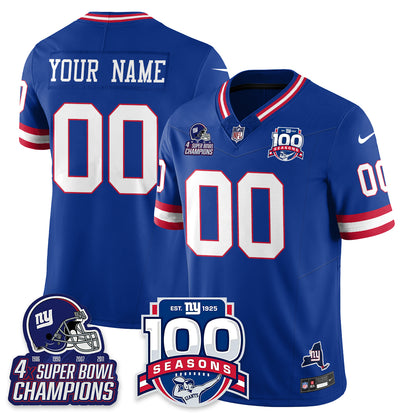 NYG 4-Time Champions Vapor Limited Jersey- 100th Season - All Stitched