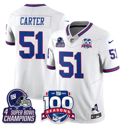 NYG 4-Time Champions Vapor Limited Jersey- 100th Season - All Stitched