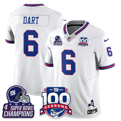 NYG 4-Time Champions Vapor Limited Jersey- 100th Season - All Stitched