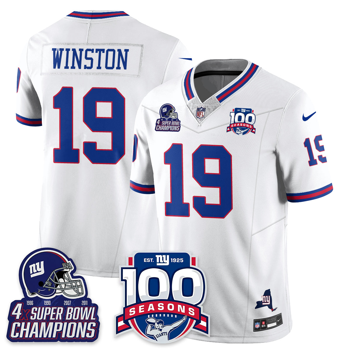 NYG 4-Time Champions Vapor Limited Jersey- 100th Season - All Stitched