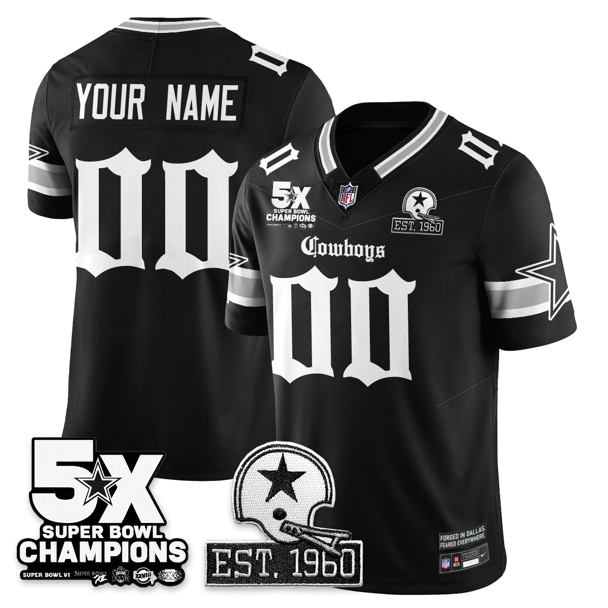 DAL 'Gothic 5-Time Champions Edition' Vapor Limited Custom Jersey - All Stitched