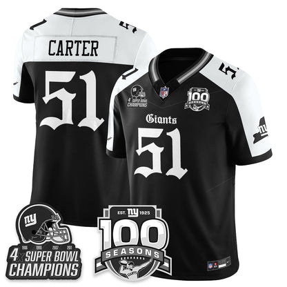 NYG 4-Time Champions Gothic Vapor Limited Jersey - 100th Seasons - All Stitched