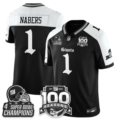 NYG 4-Time Champions Gothic Vapor Limited Jersey - 100th Seasons - All Stitched