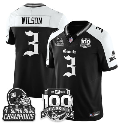 NYG 4-Time Champions Gothic Vapor Limited Jersey - 100th Seasons - All Stitched