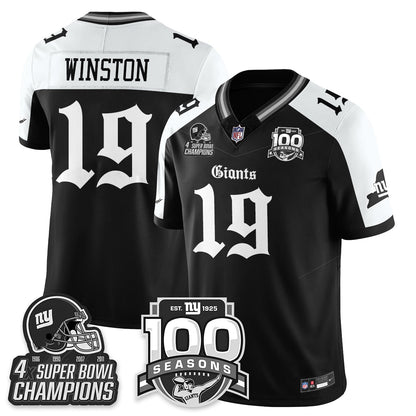 NYG 4-Time Champions Gothic Vapor Limited Jersey - 100th Seasons - All Stitched