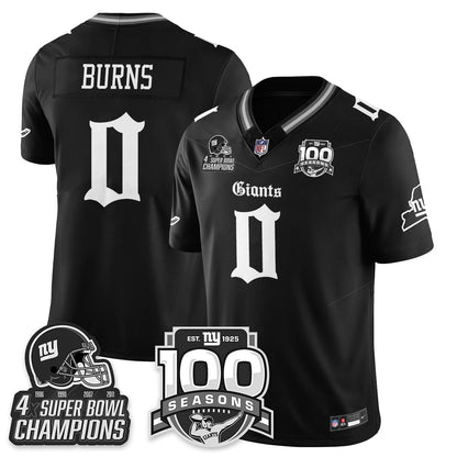 NYG 4-Time Champions Gothic Vapor Limited Jersey - 100th Seasons - All Stitched