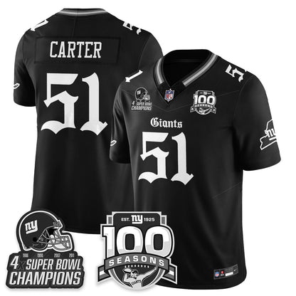NYG 4-Time Champions Gothic Vapor Limited Jersey - 100th Seasons - All Stitched