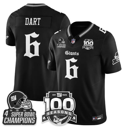 NYG 4-Time Champions Gothic Vapor Limited Jersey - 100th Seasons - All Stitched