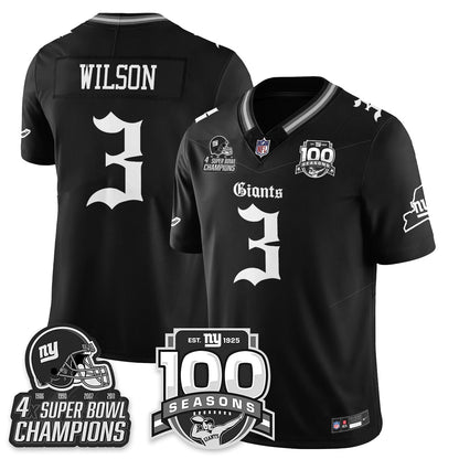 NYG 4-Time Champions Gothic Vapor Limited Jersey - 100th Seasons - All Stitched
