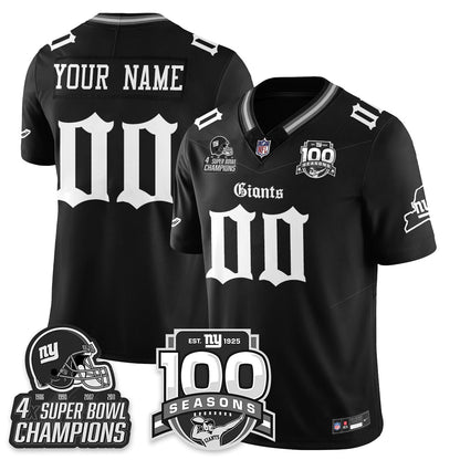 NYG 4-Time Champions Gothic Vapor Limited Jersey - 100th Seasons - All Stitched