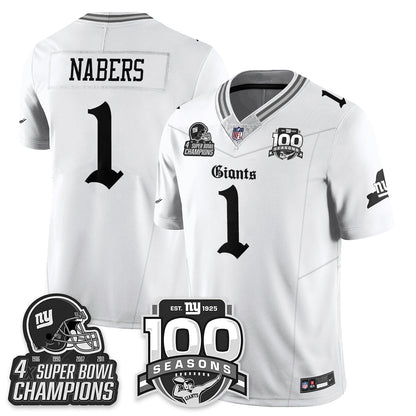 NYG 4-Time Champions Gothic Vapor Limited Jersey - 100th Seasons - All Stitched