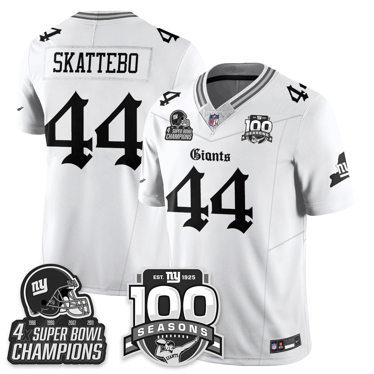 NYG 4-Time Champions Gothic Vapor Limited Jersey - 100th Seasons - All Stitched