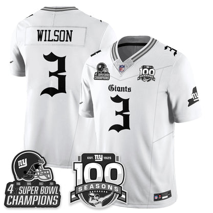 NYG 4-Time Champions Gothic Vapor Limited Jersey - 100th Seasons - All Stitched