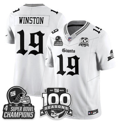 NYG 4-Time Champions Gothic Vapor Limited Jersey - 100th Seasons - All Stitched