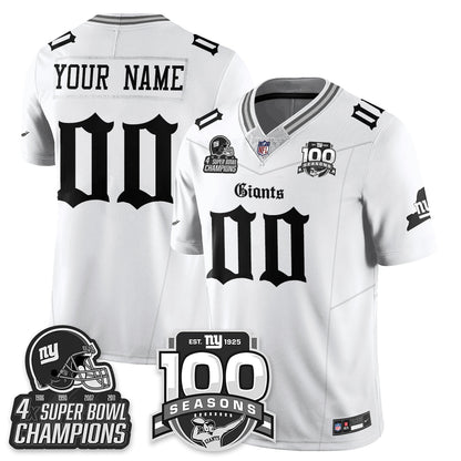 NYG 4-Time Champions Gothic Vapor Limited Jersey - 100th Seasons - All Stitched