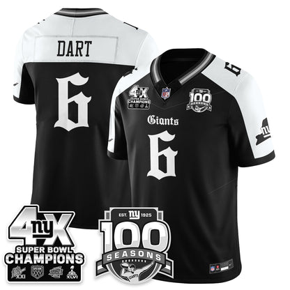 NYG 4-Time Champions Gothic Vapor Limited Jersey - 100th Seasons - All Stitched
