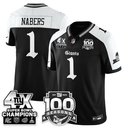 NYG 4-Time Champions Gothic Vapor Limited Jersey - 100th Seasons - All Stitched