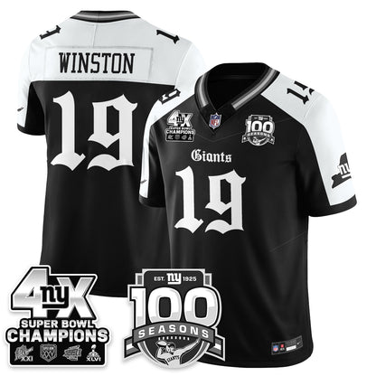 NYG 4-Time Champions Gothic Vapor Limited Jersey - 100th Seasons - All Stitched