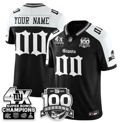 NYG 4-Time Champions Gothic Vapor Limited Jersey - 100th Seasons - All Stitched