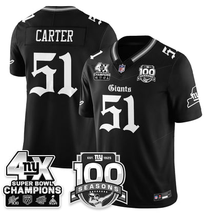 NYG 4-Time Champions Gothic Vapor Limited Jersey - 100th Seasons - All Stitched