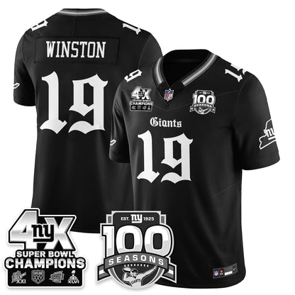 NYG 4-Time Champions Gothic Vapor Limited Jersey - 100th Seasons - All Stitched